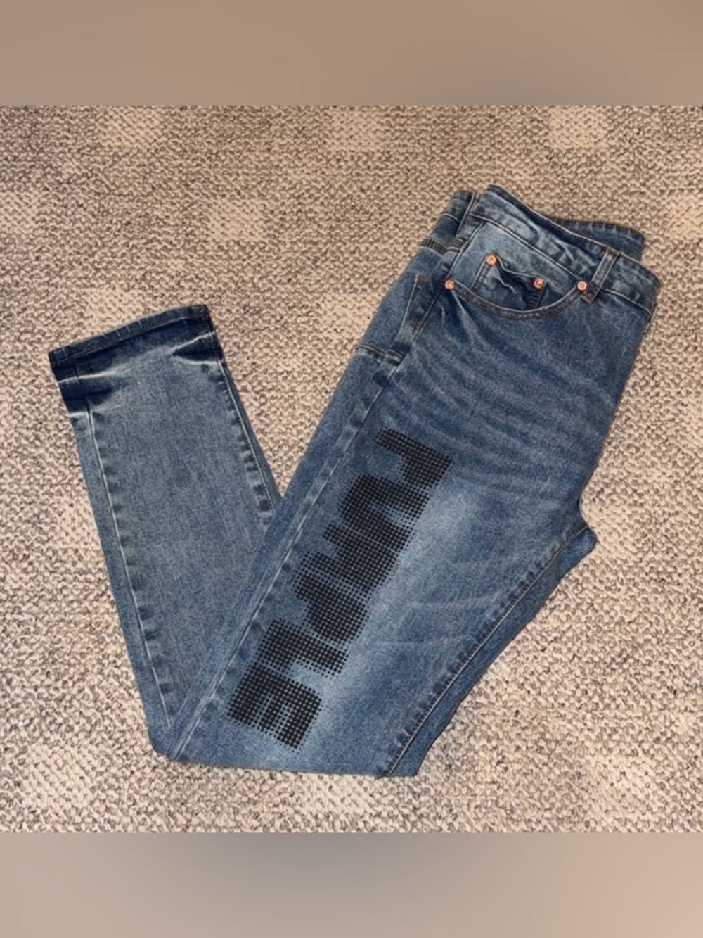 Purple Brand Halftone Wordmark Indigo Jeans